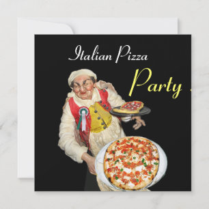 Invitation ITALIEN PIZZA PARTY, RESTAURANT rouge noir