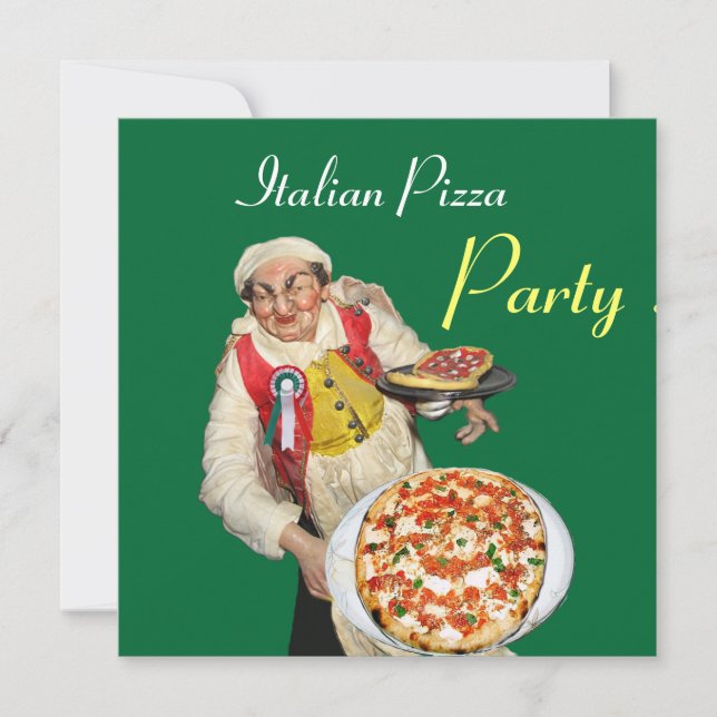 Invitation ITALIEN PIZZA PARTY, RESTAURANT vert rouge (Devant)