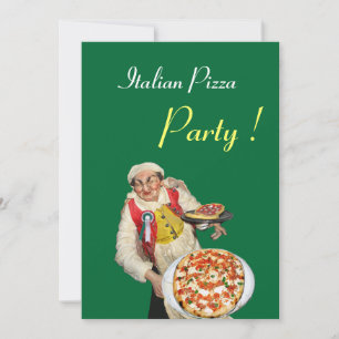 Invitation ITALIEN PIZZA PARTY, RESTAURANT vert rouge