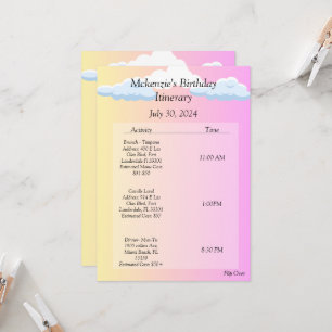 Invitation Itinéraire d'anniversaire