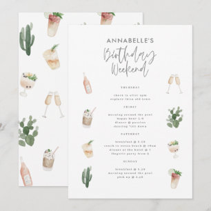 Invitation Itinéraire d'anniversaire rose moderne