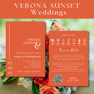 Invitation Itinéraire de chronologie du code QR Orange Sunset