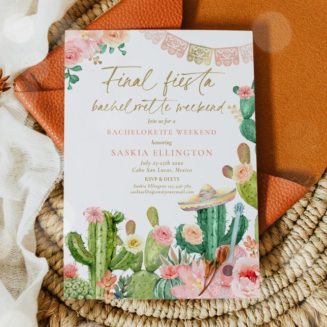 Invitation Itinéraire de Fiesta Cabo San Lucas Bachelorette (Créateur téléchargé)