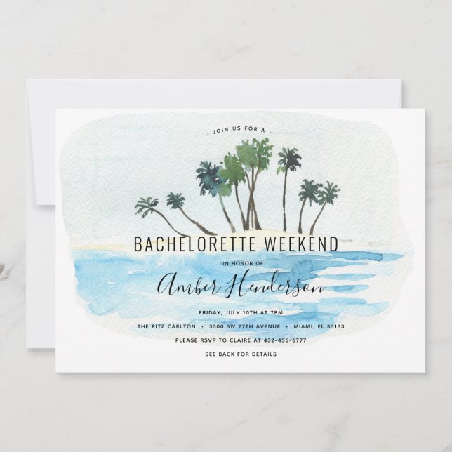 Invitation Itinéraire de la plage Bachelorette (Devant)