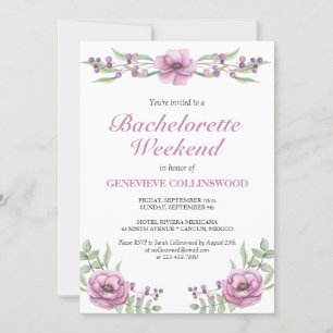 Invitation Itinéraire de week-end de bachelorite florale rose