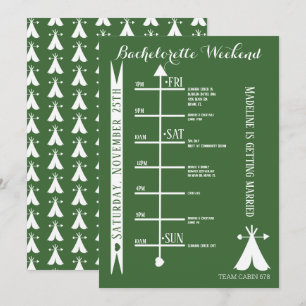 Invitation Itinéraire de week-end de célibataire au camp des 