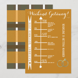 Invitation Itinéraire de week-end de célibataire en carreaux 