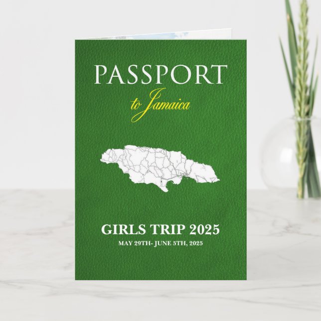 Invitation Itinéraire du passeport plié du voyage Jamaïque (Devant)