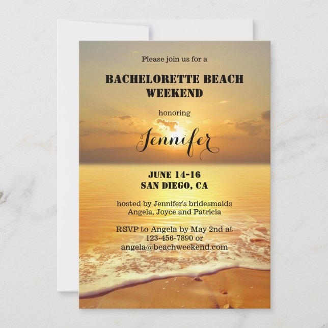 Invitation Itinéraire Du Week-End De Bachelorette  (Devant)