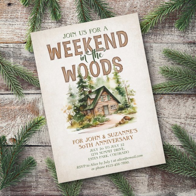 Invitation Itinéraire du week-end de la forêt de montagne (Créateur téléchargé)