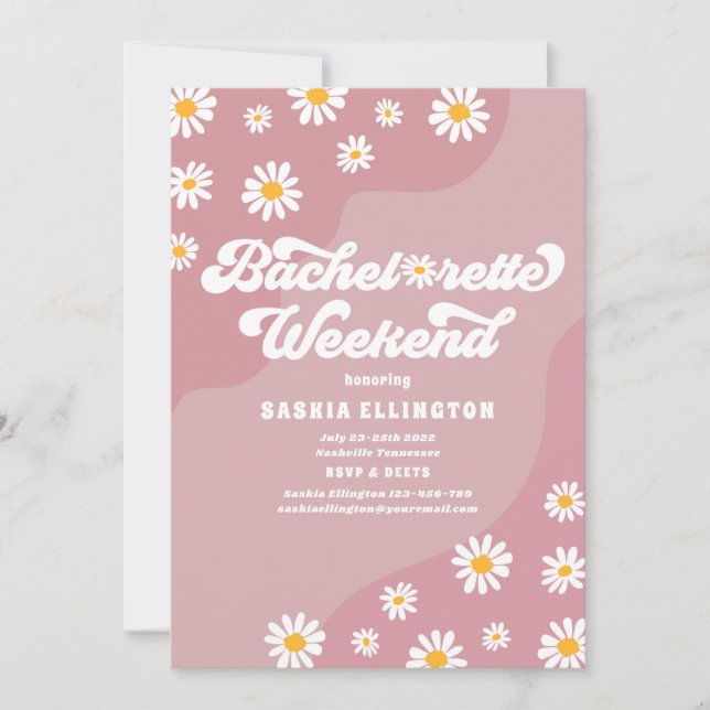 Invitation Itinéraire du week-end les années 70 bachelorette  (Devant)