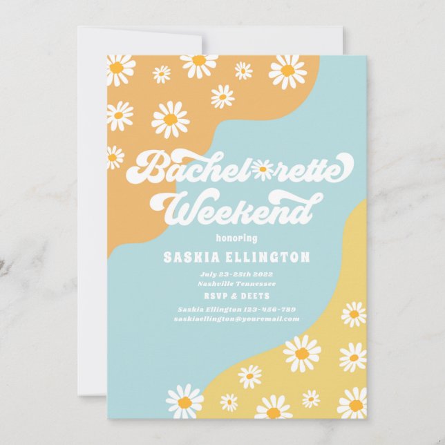 Invitation Itinéraire du week-end les années 70 bachelorette  (Devant)