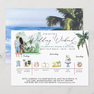 Invitation Itinéraire du week-end mariage   Plage tropicale