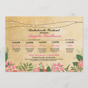 Invitation itinéraire floral de Bachelorette de