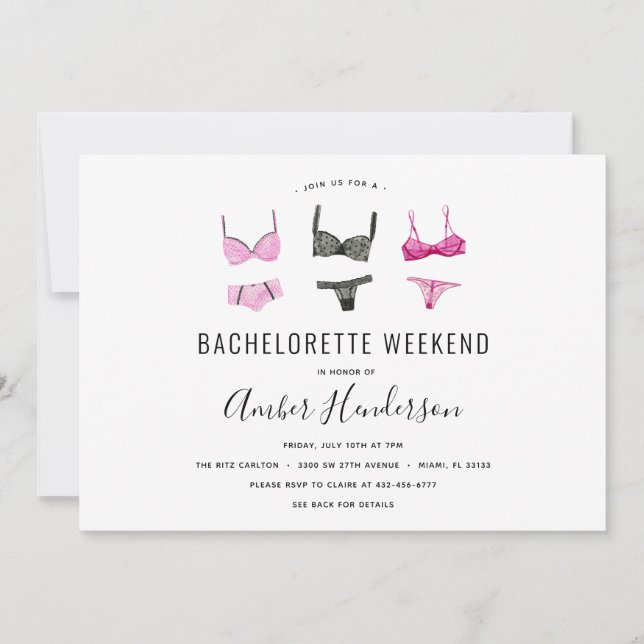 Invitation Itinéraire Lingerie Bachelorette (Devant)
