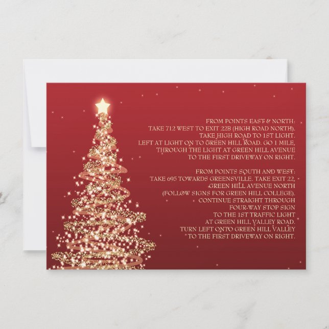 Invitation Itinéraire Mariage de Noël Rouge Or (Devant)
