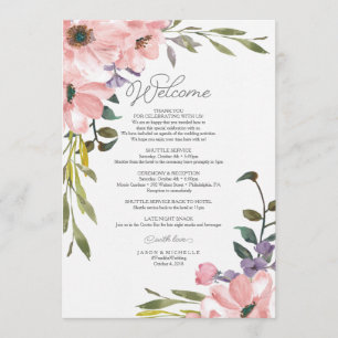 Invitation Itinéraire mariage - Lettre de bienvenue Rose de t