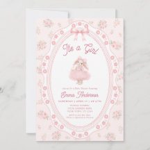 It's a Girl Pink Bunny Girl Baby Shower