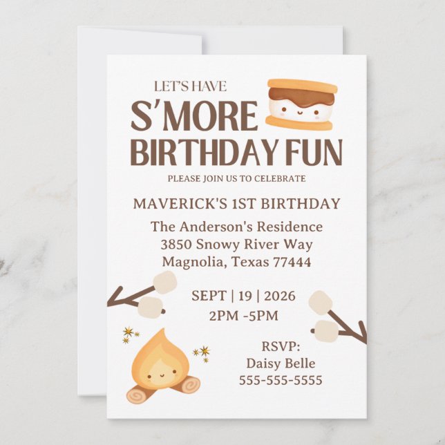 Invitation It's S'more Fun to Be One First Birthday  (Devant)