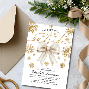 Invitation Ivoire Bow Baby Il fait froid dehors Shower de béb