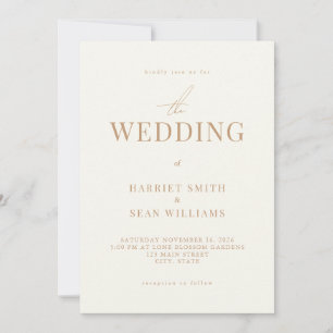 Invitation Ivoire chic moderne et Mariage tan