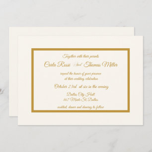 Invitation ivoire classique et Mariage d'or