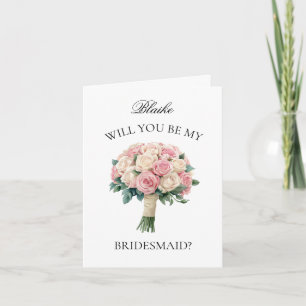 Invitation Ivoire et Blush Rose Bouquet Bridesmaid Propositio