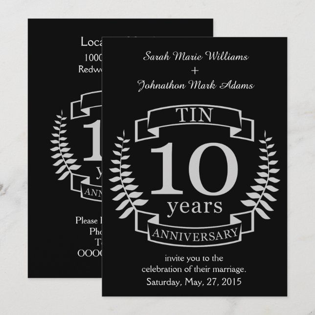 Invitation Ivoire Noces traditionnelles d'anniversaire de mar (Devant / Derrière)