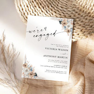 Invitation Ivory And Blue Boho Floral Nous sommes engagés