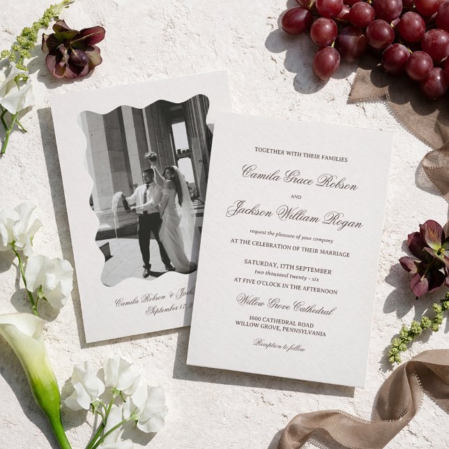 Invitation Ivory and Brown Wedding (Créateur téléchargé)