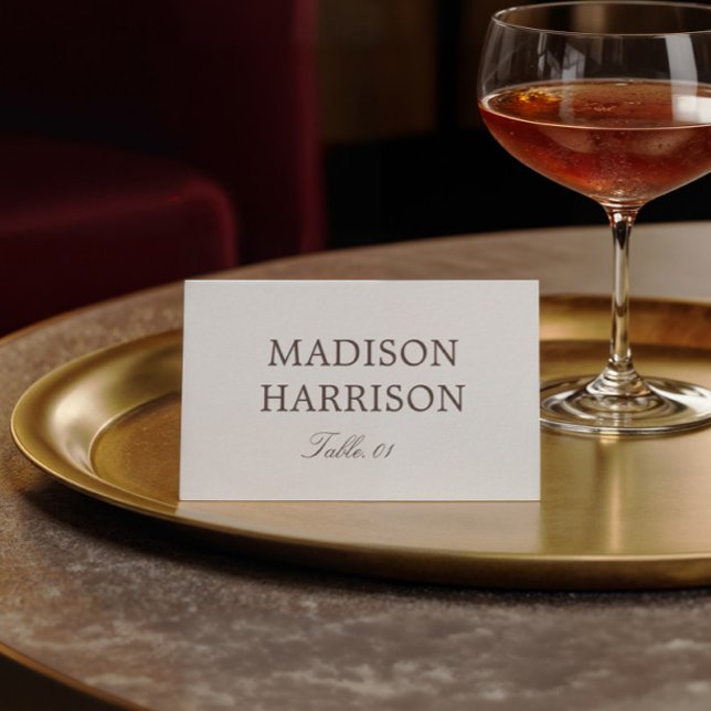 Invitation Ivory and Brown Wedding Place Card DIY (Créateur téléchargé)