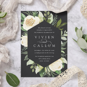 Invitation Ivory Bloom   Mariage de cadre fleuri géométrique