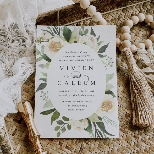 Invitation Ivory Bloom | Mariage floral de l'aquarelle du cad (Créateur téléchargé)