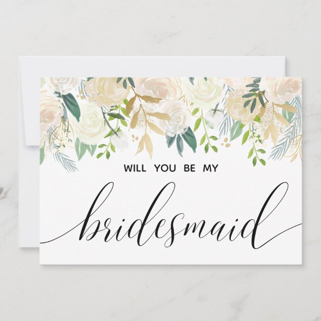 Invitation Ivory Bouquet Floral Serez-Vous Ma Servante D'Accu (Devant)