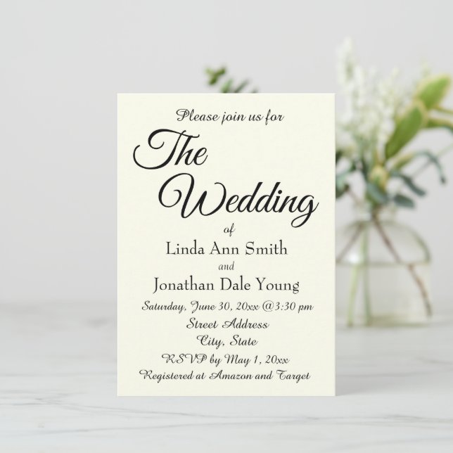 Invitation Ivory Color Simple Style Wedding (Debout devant)