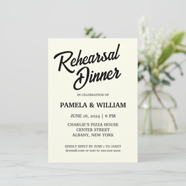 Invitation Ivory Color Wedding Rehearsal Dinner (Debout devant)