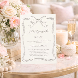 Invitation Ivory Elle Noue les Deux Bouts Fête de Mariage Neu