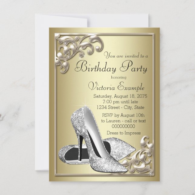 Invitation Ivory et Gold Anniversaire (Devant)