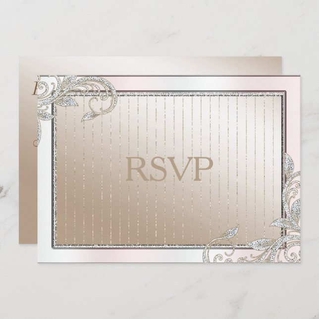 Invitation Ivory et Satin RSVP (Devant / Derrière)