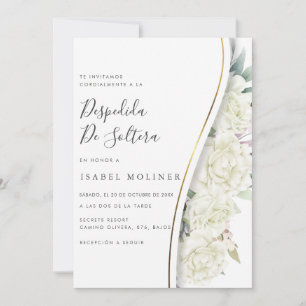 Invitation Ivory Floral Gold Fête des mariées espagnole