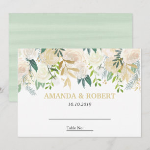 Invitation Ivory Floral Rose mariage Table Place MINT