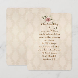 Invitation Ivory Mariage damassé