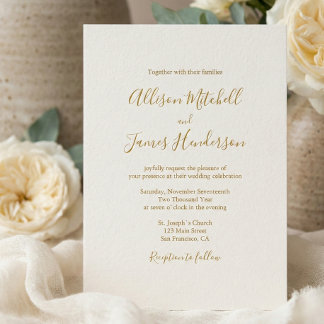 Invitation Ivory Minimalist Simple Script Wedding Photo