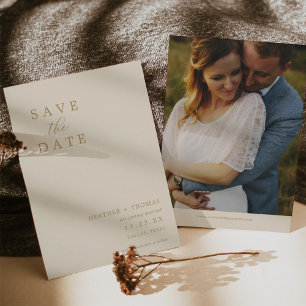 Invitation Ivory Modern Mariage Photo Enregistrer Les Dates