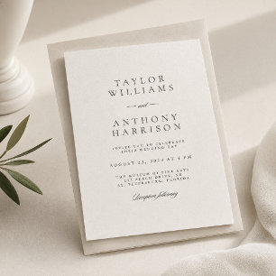 Invitation Ivory Simple Moderne Élégant Photo Mariage