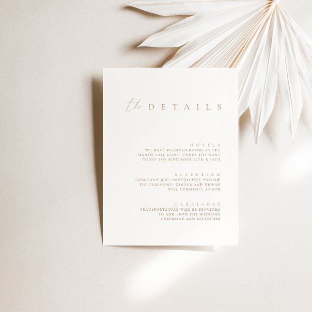 Invitation Ivory & Taupe Détails du Mariage (Créateur téléchargé)