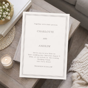 Invitation Ivory taupe élégant simple luxe mariage