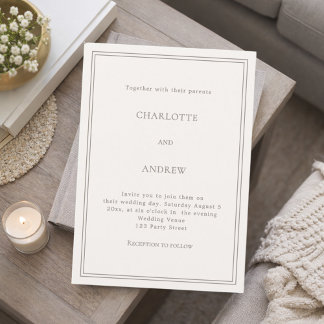 Invitation Ivory taupe élégant simple luxe mariage