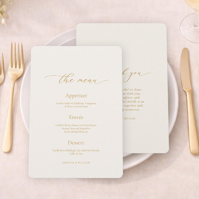 Invitation Ivory Wedding Menu with Elegant Calligraphy (Créateur téléchargé)