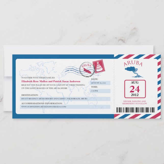 Invitation iWedding de carte d'embarquement de par (Devant)